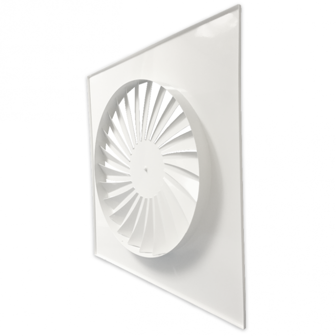 Wervelrooster systeemplafond | afvoer & toevoer | 595 mm x 595 mm | aansluiting diameter 443 mm  | staal | RAL 9016
