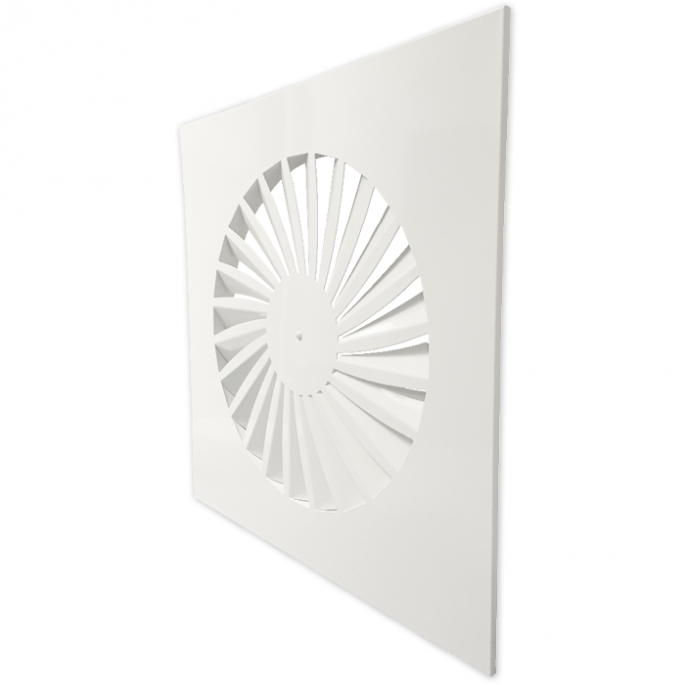 Wervelrooster systeemplafond | afvoer & toevoer | 595 mm x 595 mm | aansluiting diameter 443 mm  | staal | RAL 9016