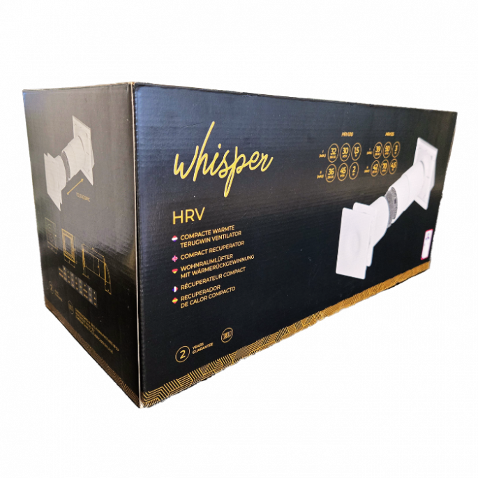 Compacte WTW ventilator HRV125P met warmtewisselaar - 50 & 70 m3/h - incl. afstandbediening