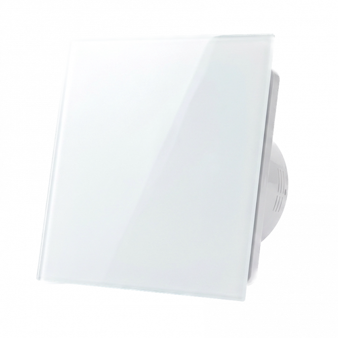 Whisper Pro-Design badkamerventilator - Ø100mm - met nalooptimer - vlak glas - mat wit