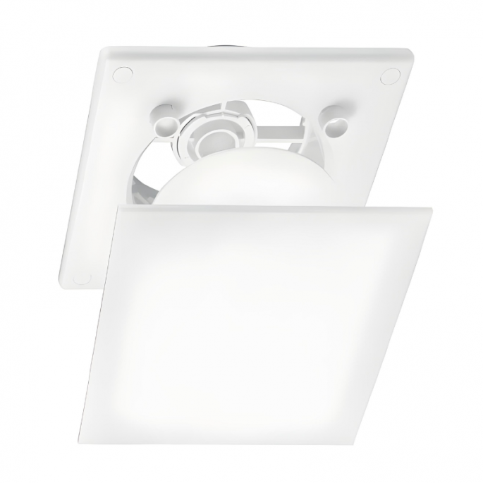 Whisper Designventiel vierkant 125mm kunststof - toevoer/afvoer - WIT RAL9016