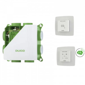 DucoBox Silent 2.0 All-In-One CO₂ – 400 m³/h – ingebouwde vochtsensor + RF-bediening met CO₂-sensor + CO₂-ruimtesensor (0000-7032)