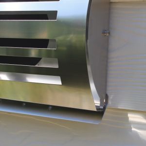 Design gevelkap PREMIUM LINE -DELTA- Ø 150mm met grofmazig gaas - RVS