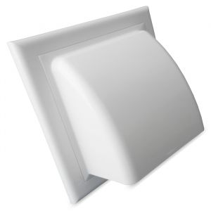 Kunststof gevelkap met klep | wit | achteraansluiting diameter 100 mm