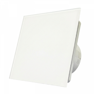 Whisper Pro-Design badkamerventilator - Ø100mm - met nalooptimer + vochtsensor - vlak glas - mat wit