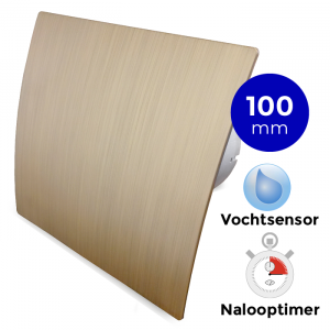 Whisper Pro-Design badkamerventilator - Ø100mm - met nalooptimer + vochtsensor - gebogen kunststof - goud