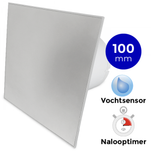 Whisper pro-design badkamerventilator - Ø100mm - met nalooptimer en vochtsensor - vlak - rvs