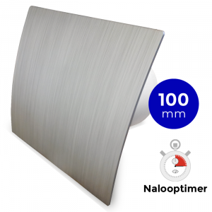 Whisper Pro-Design badkamerventilator - Ø100mm - met nalooptimer - gebogen kunststof - zilver