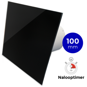 Whisper Pro-Design badkamerventilator - Ø100mm - met nalooptimer - vlak glas - glans zwart