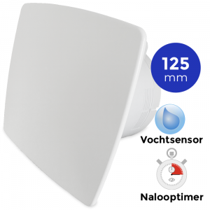  Whisper Pro-Design badkamerventilator - Ø125mm - met nalooptimer + vochtsensor - WIT *Bold-Line*