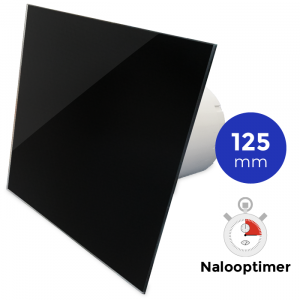 Whisper Pro-Design badkamerventilator - Ø125mm - met nalooptimer - vlak glas - glans zwart