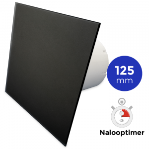 Whisper Pro-Design badkamerventilator - Ø125mm - met nalooptimer - vlak glas - mat zwart