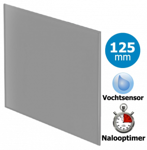  Whisper Pro-Design badkamerventilator - Ø125mm - met nalooptimer + vochtsensor - vlak glas - mat grijs
