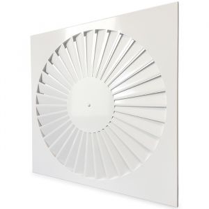 Wervelrooster systeemplafond | afvoer & toevoer | 595 mm x 595 mm | aansluiting diameter 530 mm | staal | RAL 9010