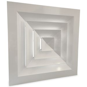 Vierkant plafondrooster | vast uitblaaspatroon | afvoer & toevoer | 300 mm x 300 mm | aluminium | RAL 9016