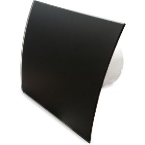 Pro-Design badkamerventilator - TIMER + VOCHTSENSOR (KW100H) - Ø 100mm - gebogen GLAS - mat zwart