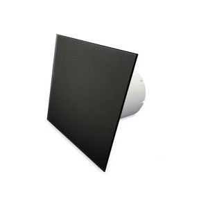Pro-Design badkamerventilator - TIMER + VOCHTSENSOR (KW100H) - Ø 100mm - vlak GLAS - mat zwart