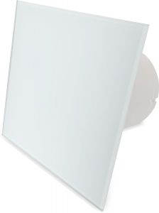 Pro-Design badkamer/toilet ventilator - STANDAARD (KW100) - Ø100mm - vlak GLAS - mat wit