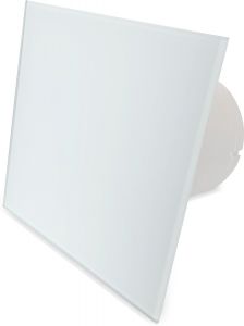 Pro-Design badkamer/toilet ventilator - STANDAARD (KW125) - Ø125mm - vlak GLAS - mat wit