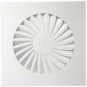 Wervelrooster systeemplafond | afvoer & toevoer | 595 mm x 595 mm | aansluiting diameter 443 mm  | staal | RAL 9016