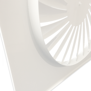 Wervelrooster systeemplafond | afvoer & toevoer | 595 mm x 595 mm | aansluiting diameter 443 mm | staal | RAL 9010